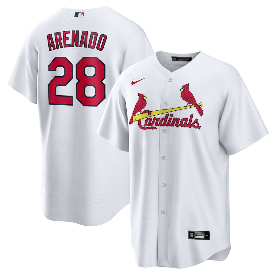 Mens St. Louis Cardinals #28 Nolan Arenado Nike White Home Official Replica Player MLB Jerseys->st.louis cardinals->MLB Jersey